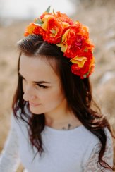 Floral wedding headband/part – red