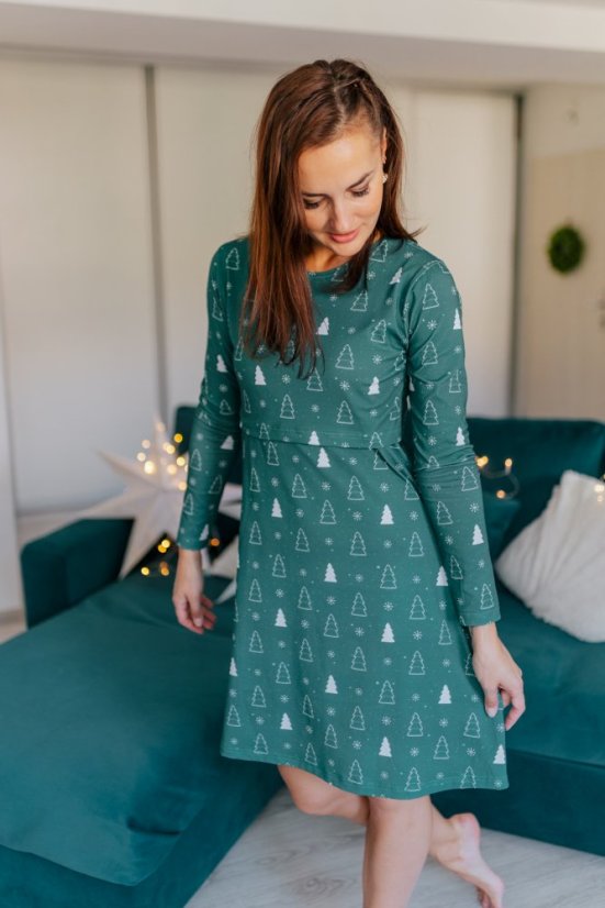 MATCHY A-line Christmas dress - Green trees