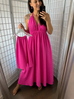 Mušelínové šaty Aria - MÁMA A DCERA - fuchsia
