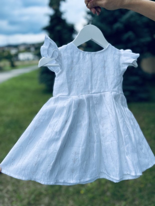 Dívčí lněné šaty - botanica - Velikost dětské oblečení: 80-86