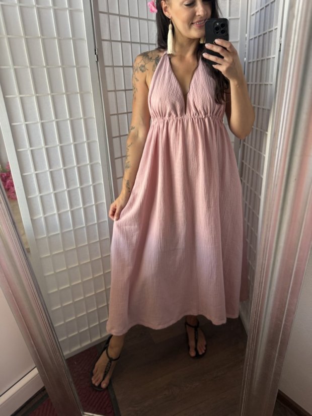 Mušelínové šaty Aria - MÁMA A DCERA - fuchsia