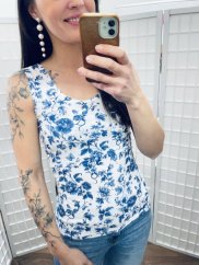 Tank top – dark blue flowers