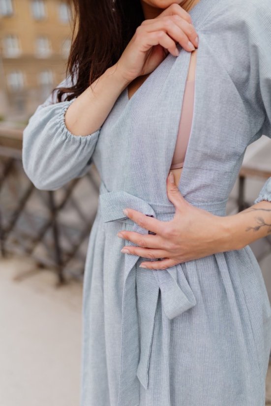 Linen dress "Boho Breeze"  - strips - Size: 3XL/4XL