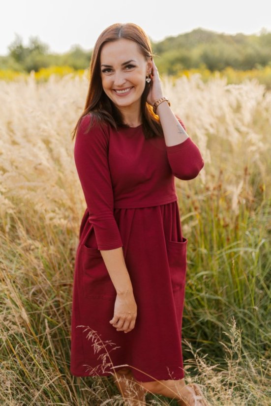 Tracksuit MIDI dress - Bordo - Size: M