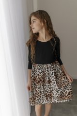 Dívčí šaty "Bohemie" - leopard s černou