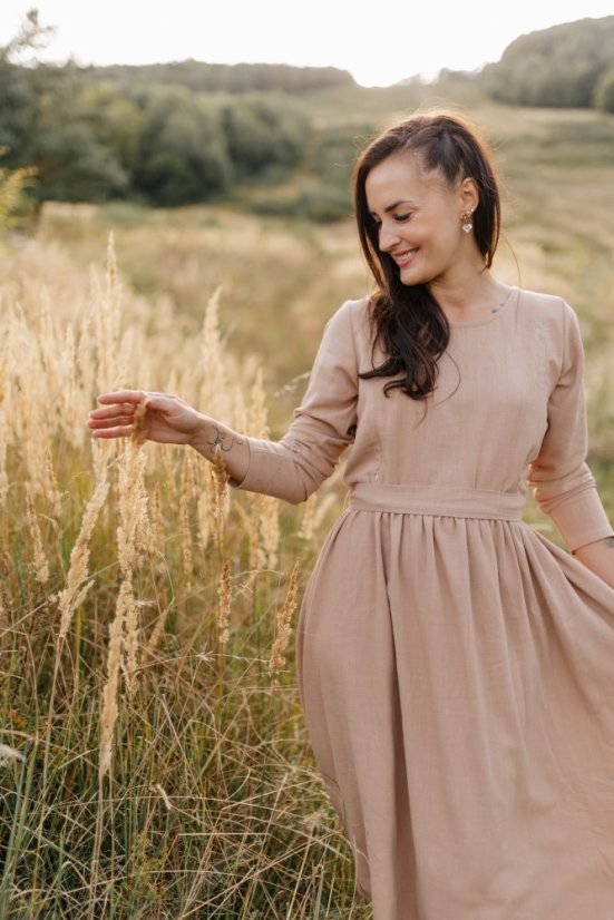 Nursing linen dress "Harmonia pure" - beige