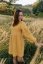 Linen dress with PUFF sleeves - Mustard