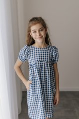 Breastfeeding "Tartana" dress - MOTHER AND DAUGHTER - blue