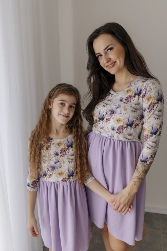 "Bohemia" dress - MOM and DAUGHTER - LILA flowers - Size: 2XL