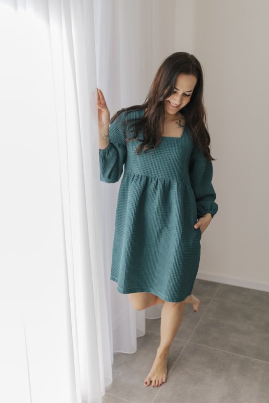 Cotton dress "Maison Waffle" - kerosene - Size: XL/2XL