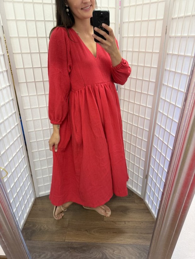 Breastfeeding "Boho Breeze" dress -Red