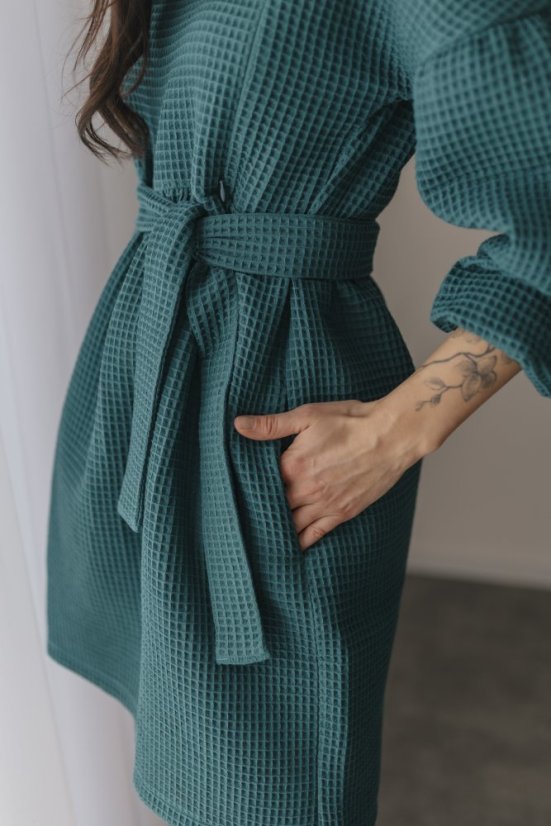 Cotton dress "Maison Waffle" - kerosene - Size: XL/2XL