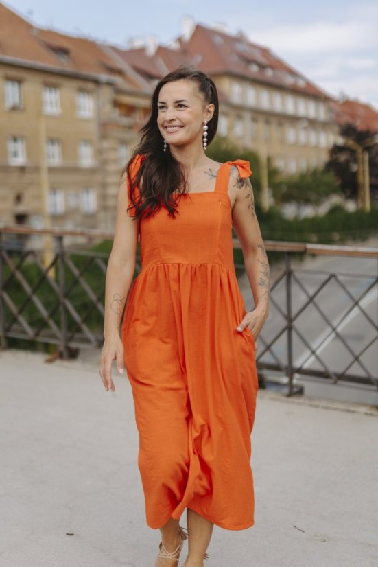 Lněné šaty ke kojení "Aurela" - oranžové
