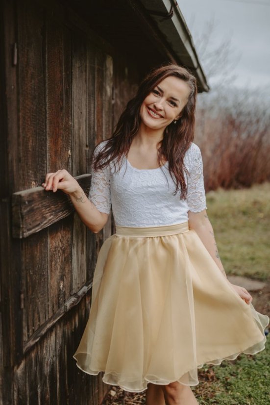 Formal dress "Grace" - white - gold - Size: XS