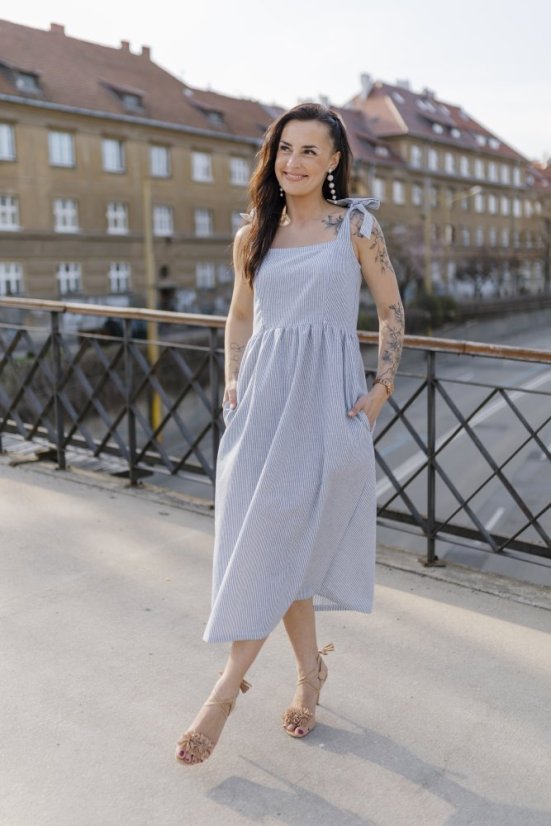 Šaty "Aurela" ke kojení - Pásiky - Velikost: 2XL, Délka: Dlouhé, Kapsy: s kapsami