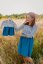 Teplákové šaty ke kojení - MAMA a DCERA - Modré mini kvítky