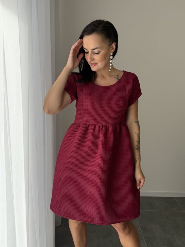 Bavlnené šaty "Waffle" - MÁMA A DCERA – berry - Velikost: XL/2XL