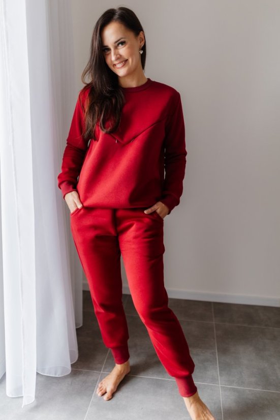 High-waisted sweatpants – burgundy - Size: XS/S