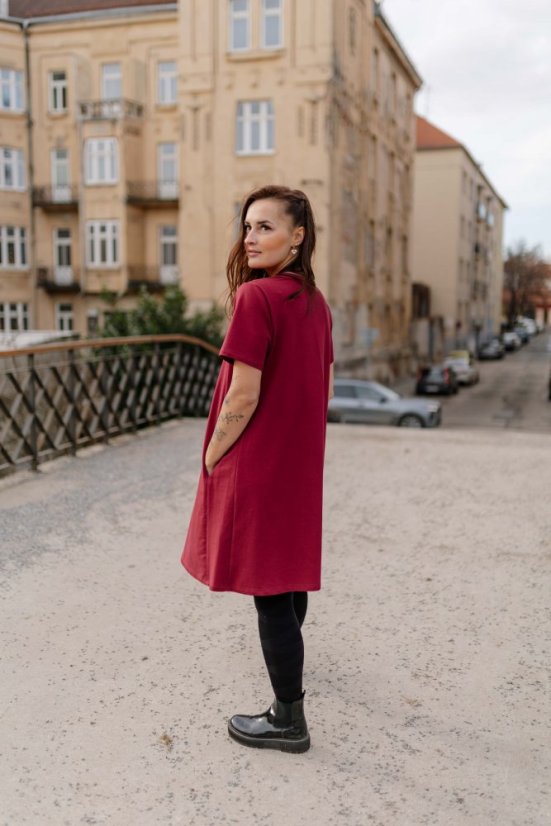 Teplákové šaty "Luna" – Bordová - Velikost: XL/2XL
