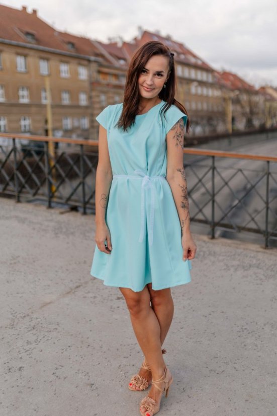 Elegantní šaty ke kojení– MÁMA A DCERA – modré