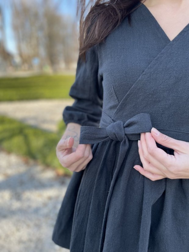 Lnená zavinovací halenka - různé barvy - Velikost: 3XL/4XL