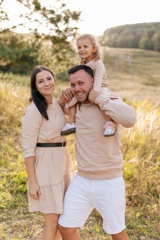Šaty "Luna" belle - MÁMA a DCERA – Beige - Velikost: M/L