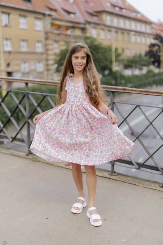 Dívčí šaty "Aura" - kvetiny - Velikost dětské oblečení: 92-98