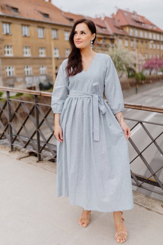 Linen dress "Boho Breeze"  - strips - Size: 3XL/4XL