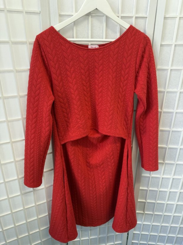 A-line nursing sweater dress - red A-line nursing sweater dress - red