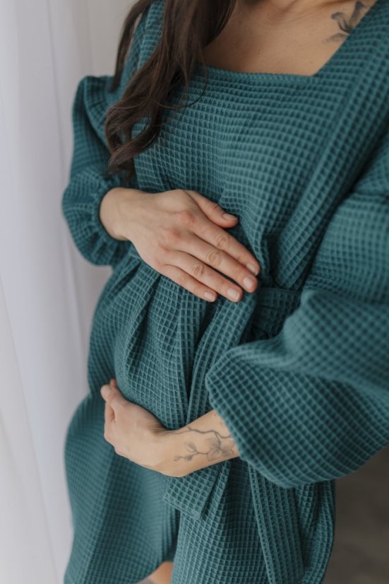 Cotton dress "Maison Waffle" - kerosene - Size: XL/2XL