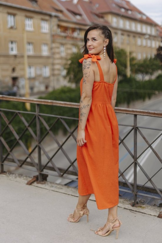 Lněné šaty ke kojení "Aurela" - oranžové