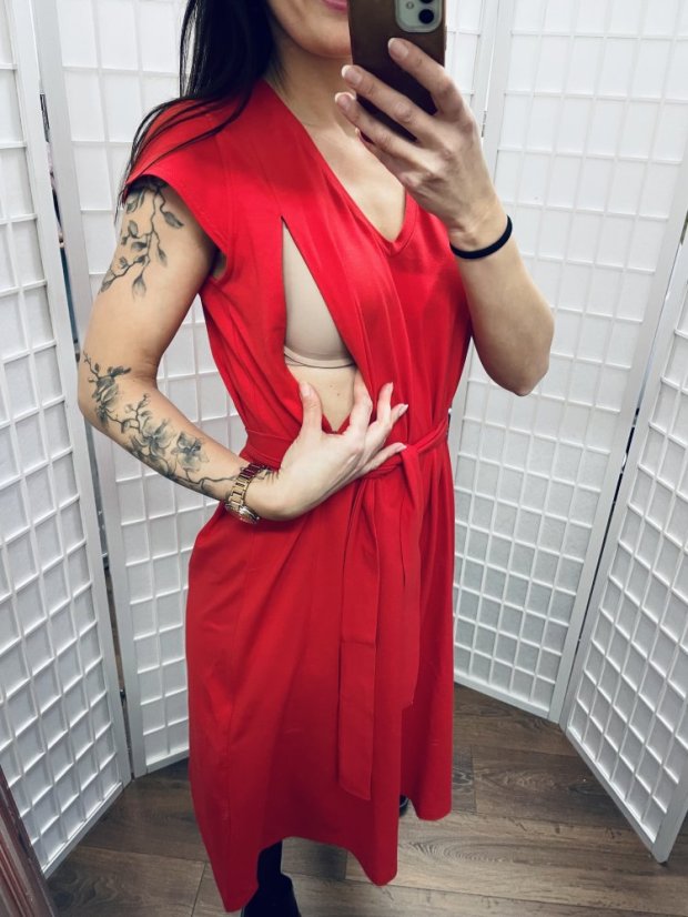 Knitted dress "Valencia" - red - Size: XXS