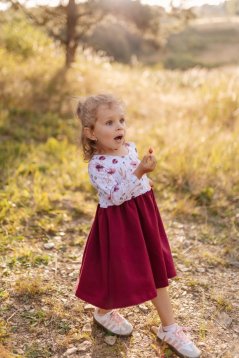 Girls' dress "Bohemia" - burgundy poppies