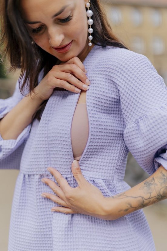 Bavlněné šaty "Maison Waffle" - LILA - Velikost: XS/S