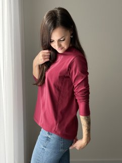 Bavlněné oversize prodloužené tričko - bordó