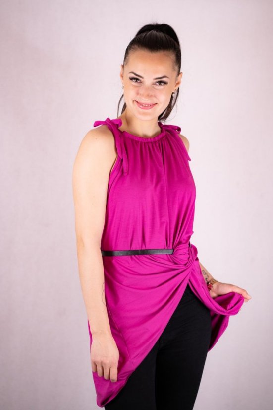Bambusové šaty ke kojení – fuchsia - Velikost: UNI, Délka: MIDI