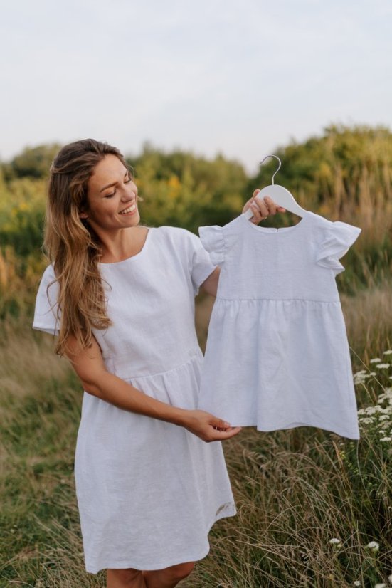 Lněné krátké šaty - MÁMA A DCERA – různé barvy - Velikost: 3XL/4XL
