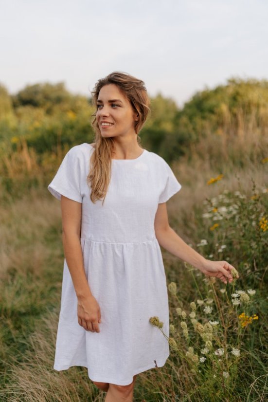Lněné krátké šaty - MÁMA A DCERA – různé barvy - Velikost: 3XL/4XL