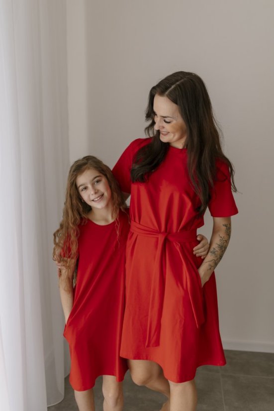 "Luna" Basic Dress - MUM AND DAUGHTER – Red - Size: XL/2XL