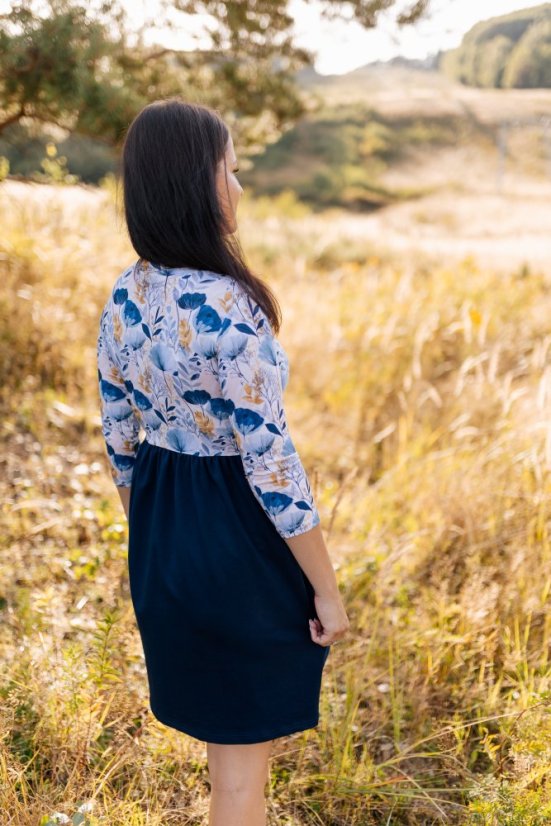 Women's dresses "Bohemia" - blue flowers - Size: XS