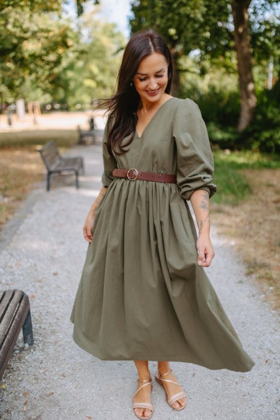 “Boho Cotton” Dress – army green - Size: M/L