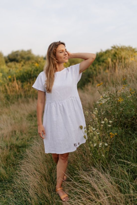 Lněné krátké šaty - MÁMA A DCERA – různé barvy - Velikost: 3XL/4XL