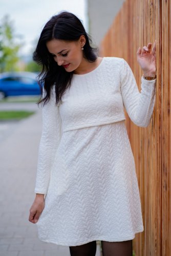 A-line nursing sweater dress - WHITE - Size: M