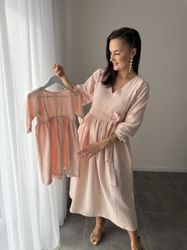 "Boho Breeze" dress MUM AND DAUGHTER - peach - Size: XS/S