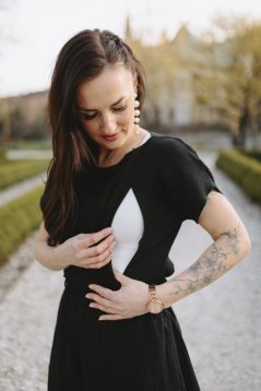 Mušelínová halenka/tričko ke kojení - černá