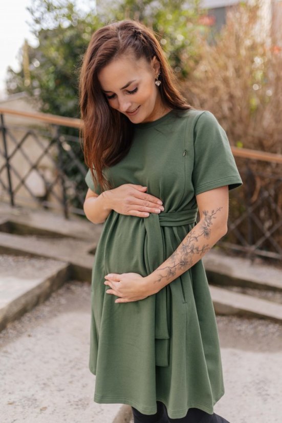 "Luna" Basic Dress - MUM AND DAUGHTER – Army green - Size: M/L