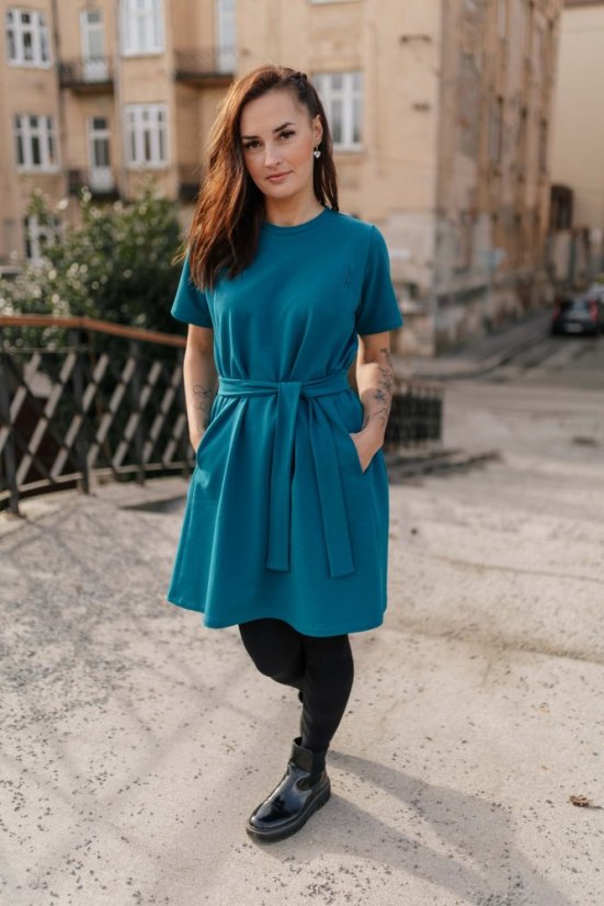 Teplákové šaty "Luna" – Petrolejové - Velikost: XS/S