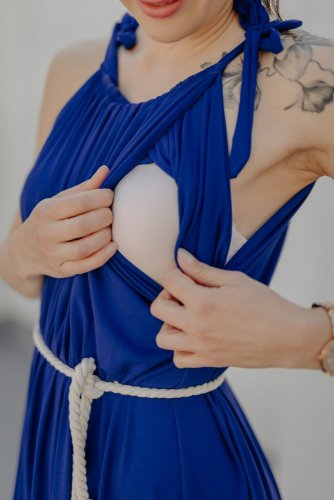 Bamboo Breastfeeding Dress - royal blue