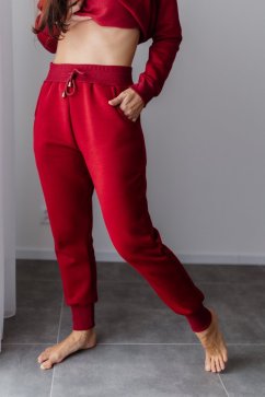 High-waisted sweatpants – burgundy