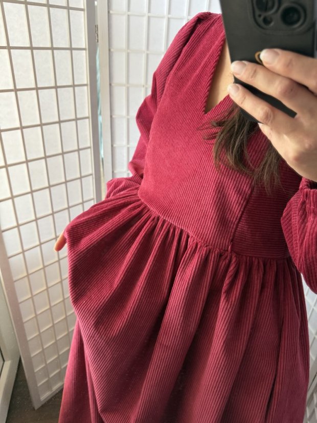 “Boho Corduroy” Dress – dark antique pink - Size: XS/S